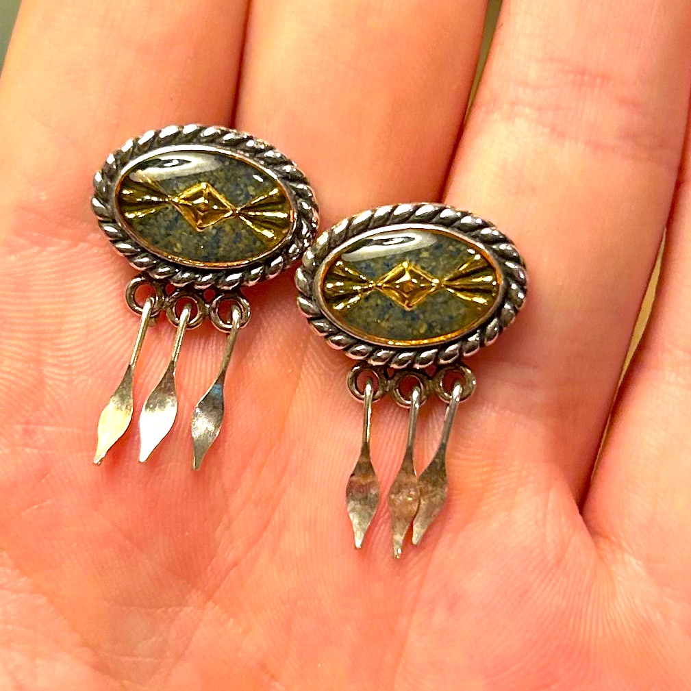 Carolyn Pollack Relios Dangle Vintage Earrings 50$